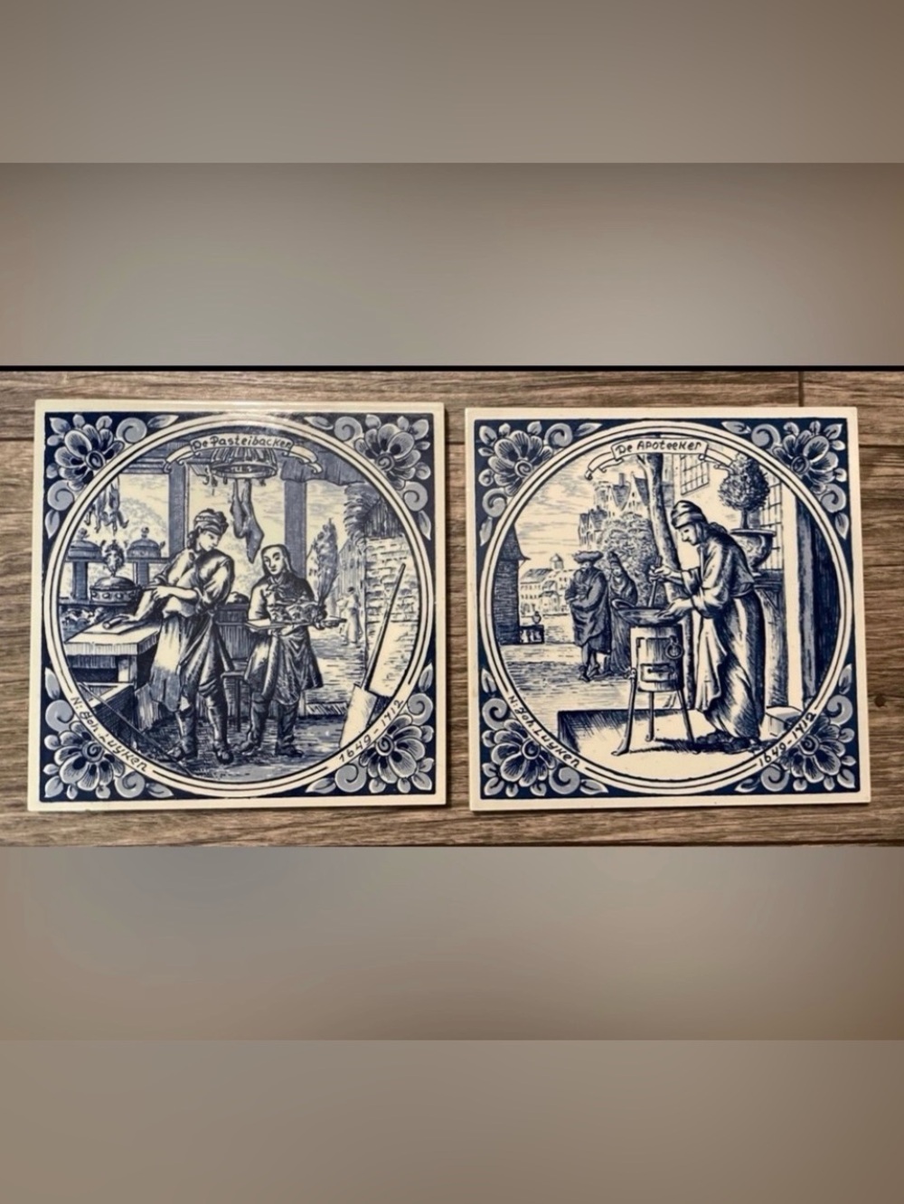 2 6X6 HAND PAINTED IN HOLLAND THE PHARMACIST & THE PASTEIBACKEN Tiles Home decor